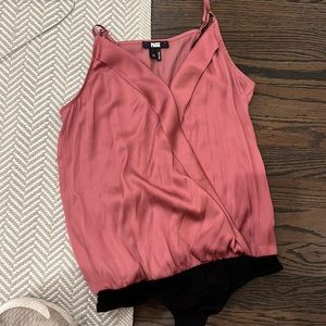 Pink silk bodysuit